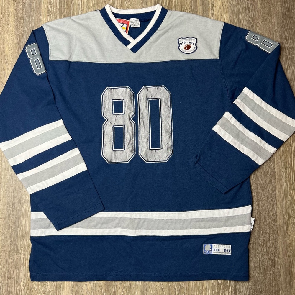 BYO-BOY Authentic Throwback Fashion Hockey Jersey Long Sleeve YOUTH LARGE
